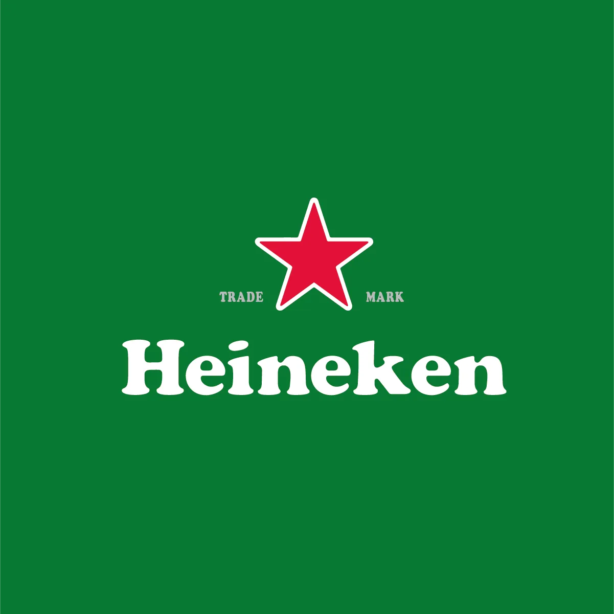 The Heineken logo, the wordmark in white Cooper Black under a red star, on green.