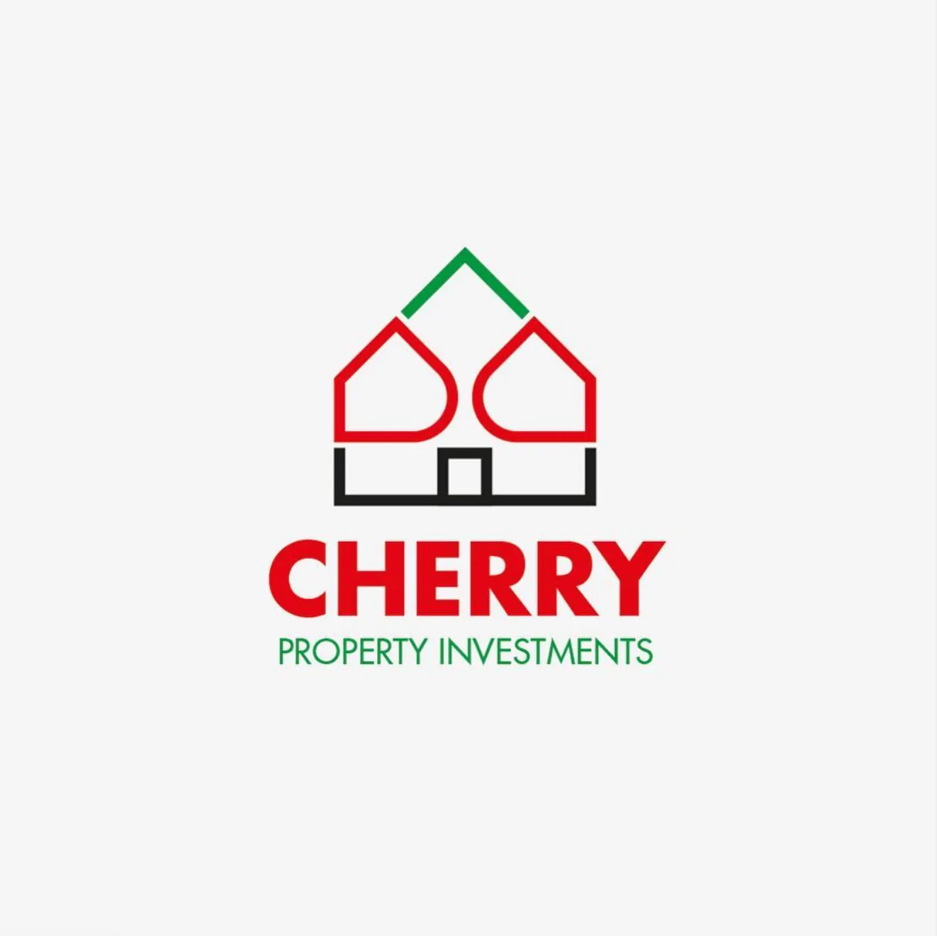 A logo for Cherry Property Investments: two house outlines in red forming a roofline above the wordmark.