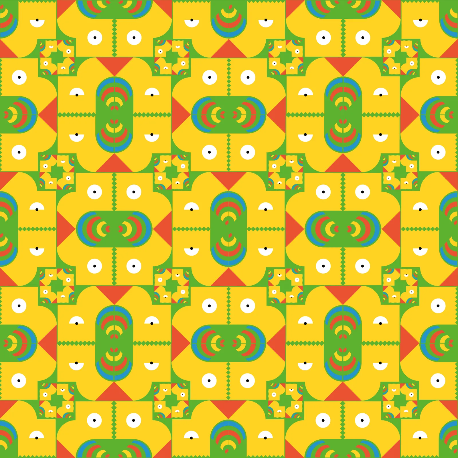 The Bart pattern repeated smaller again, now reading as an allover textile print.