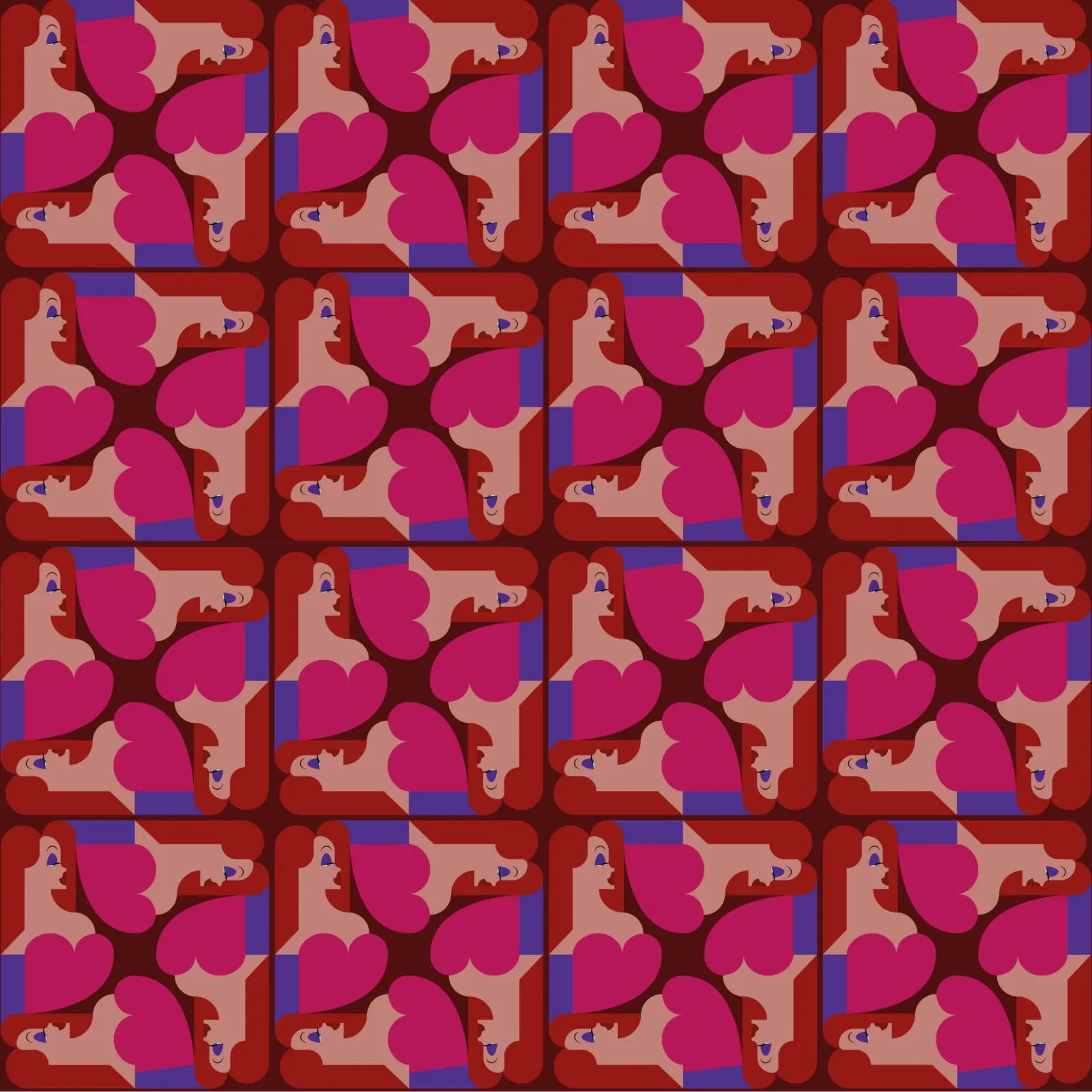 The Jessica Rabbit pattern at a small repeat, reading as a magenta and purple print.