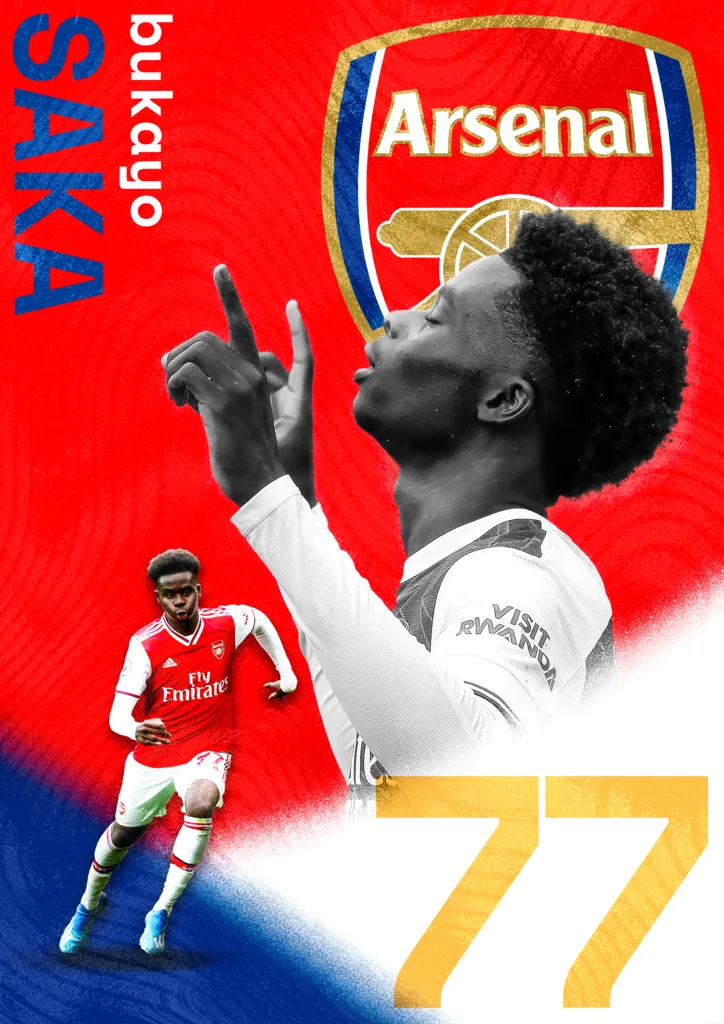 Typographic player poster for Bukayo Saka