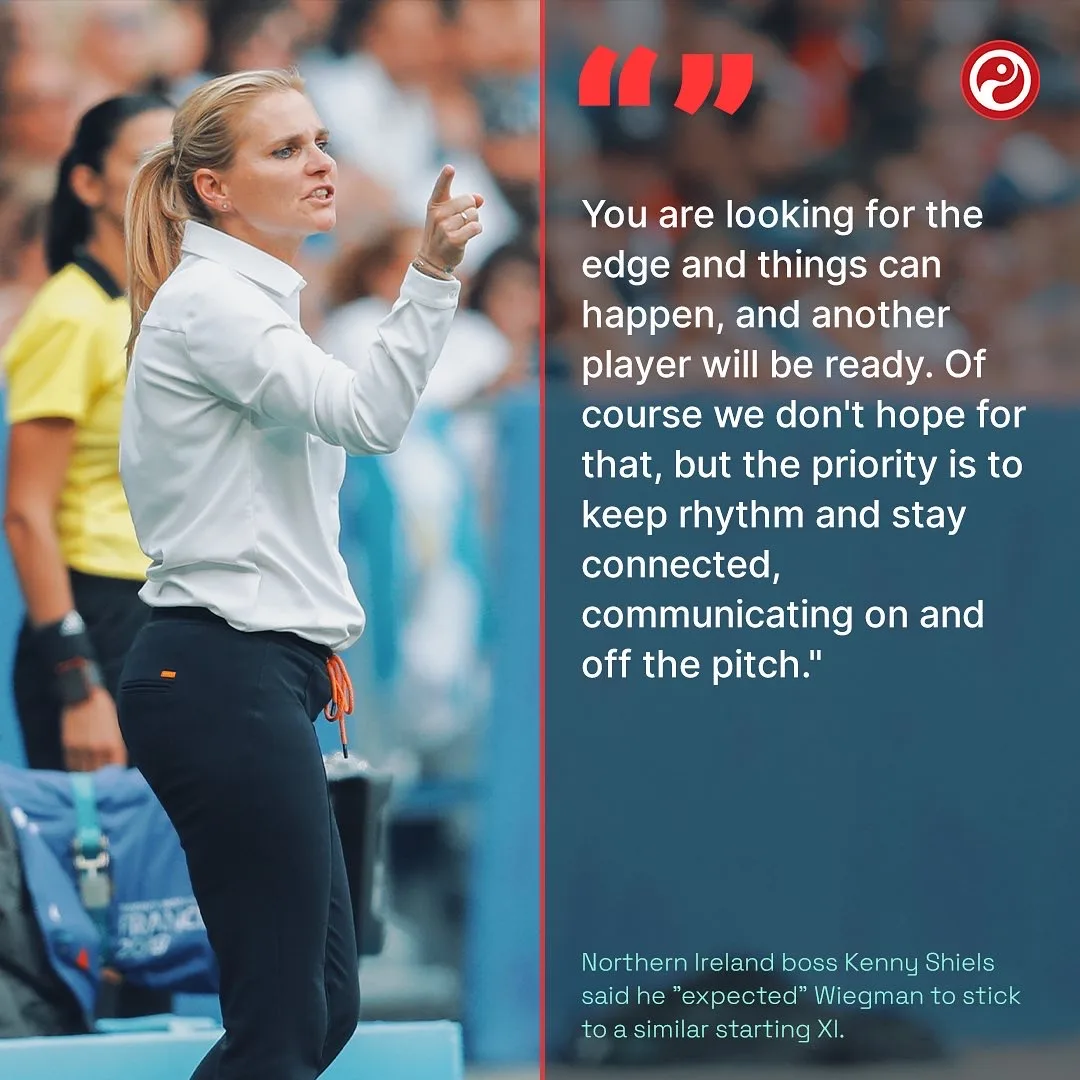 The same Kenny Shiels quote in a portrait build, with the manager photographed on the touchline and the quote set in white beneath three red quotation marks.