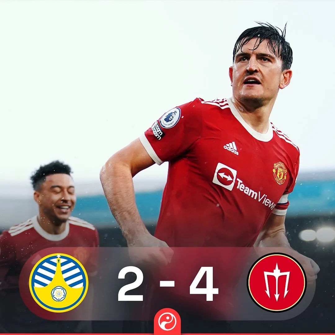 Full time graphic, Leeds two Manchester United four