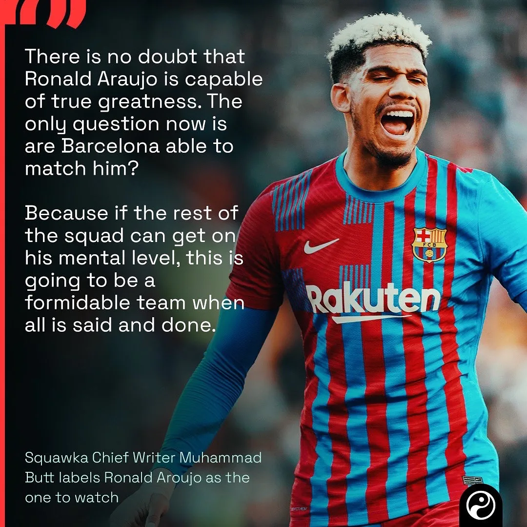 Pull quote graphic about Ronald Araujo