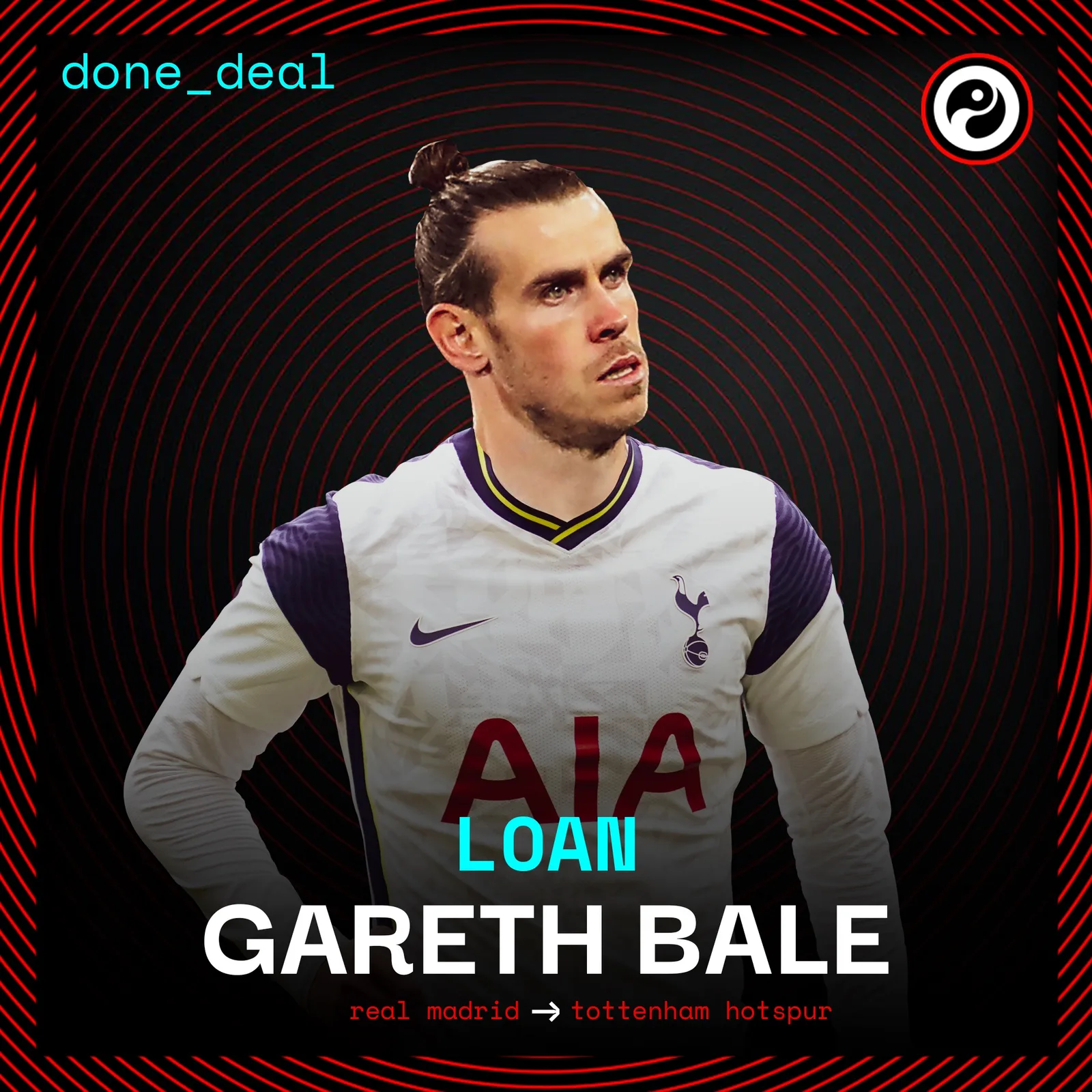 Transfer card for Gareth Bale, on loan